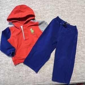 Polo Ralph Lauren Baby Boy 2-Piece Hoodie Sweatpants Set 24M Pony Logo